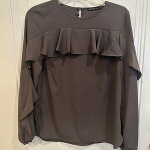 Harlowe & Graham Chocolate Ruffle Blouse